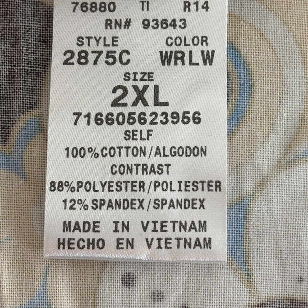 Cherokee Flexibles Floral Scrub Top Womens‎ 2XL Brown Stretch Side Panels V Neck - Picture 5 of 7